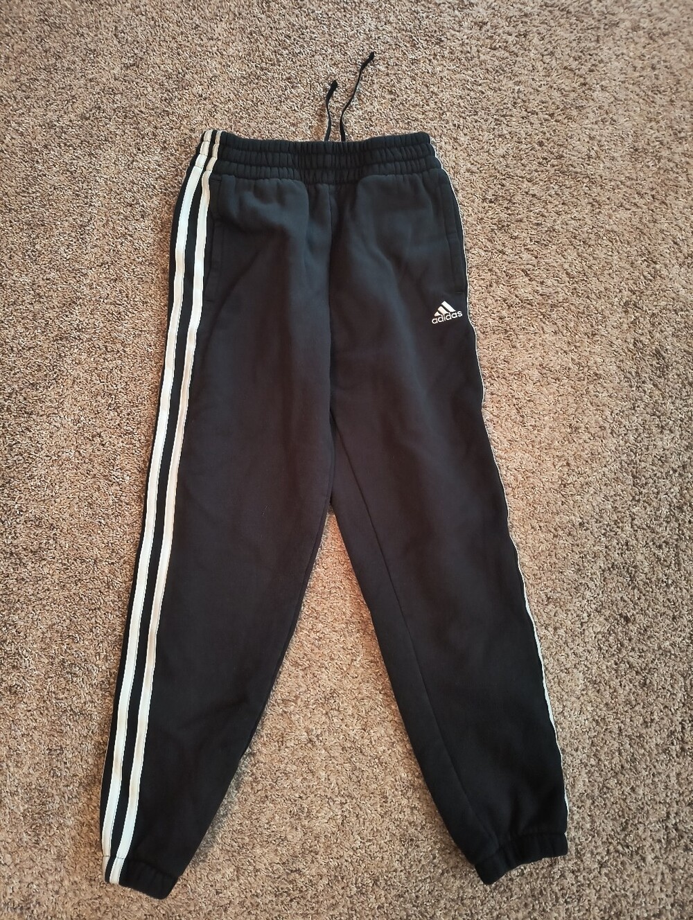 Adidas Black Sweatpants with White Side Stripes Youth Medium